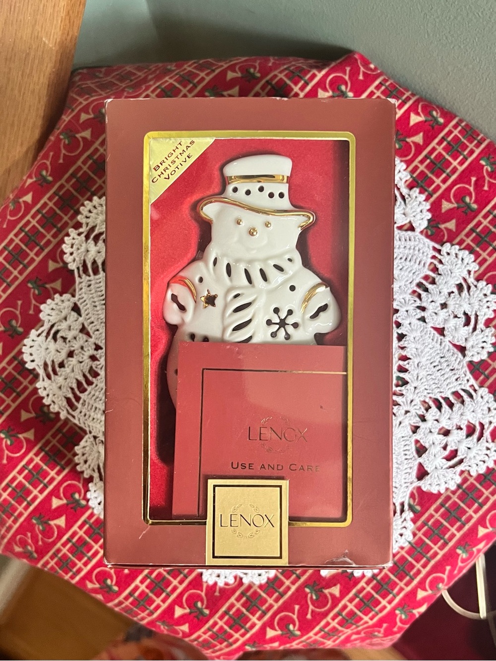 LENOX BRIGHT CHRISTMAS SNOWMAN VOTIVE HOLDER, SKU 8286402197 NIB